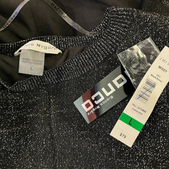 Bianca Nygard Women's Black Silver Fall Fashion Knit Sweater - Size Large - NWT - Picture 2 of 4